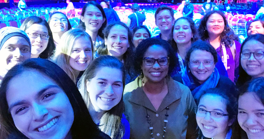 A group from Women in Computing gather for a photo at the conference in Houston, Texas.