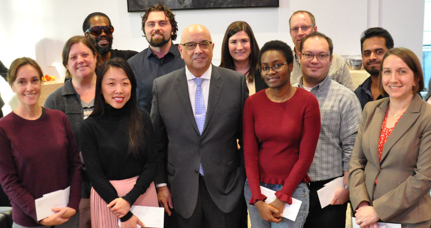 Thirteen Northwestern Engineering staff members were recognized by Dean Julio M. Ottino for five years of service.