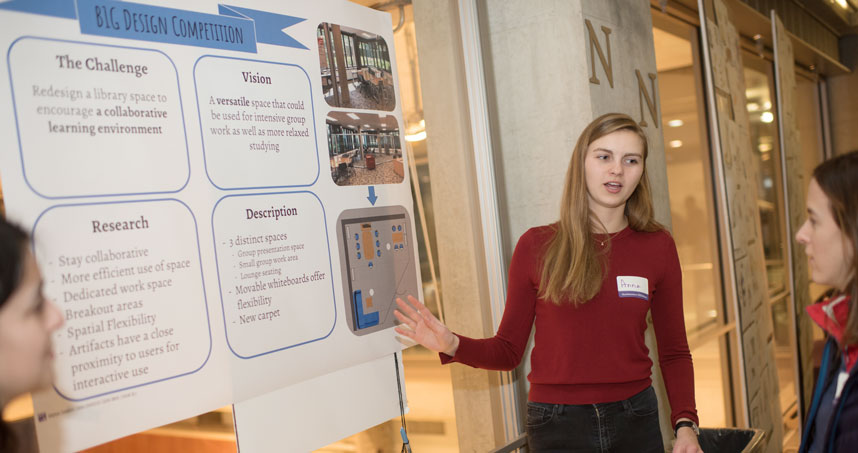 Students discuss their ideas as part of the Big Ten Student Design Challenge.