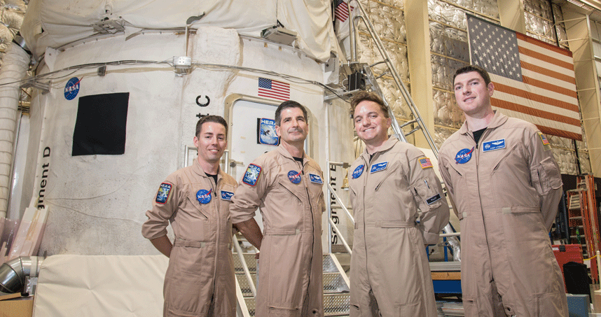 HERA crew members before they ingress for their mission simulation. Credit: NASA