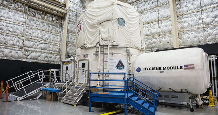 The unique three-story habitat serves as an analog for isolation, confinement, and remote conditions. Credit: NASA