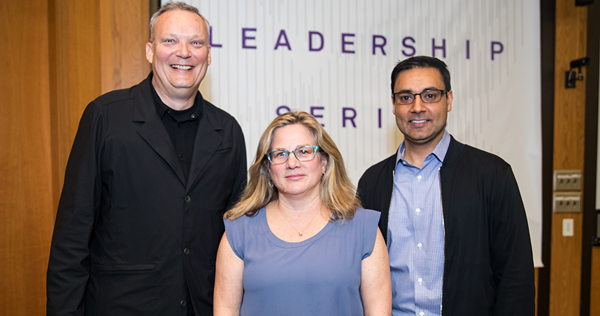 Segal's Greg Holderfield poses with Fjord's Martha Cotton and Baiju Shah. Credit: Justin Barbin