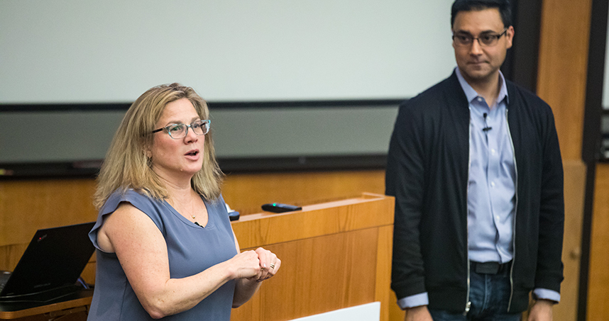 Martha Cotton and Baiju Shah explained integration of human-centered strategy at Accenture. Credit: Justin Barbin