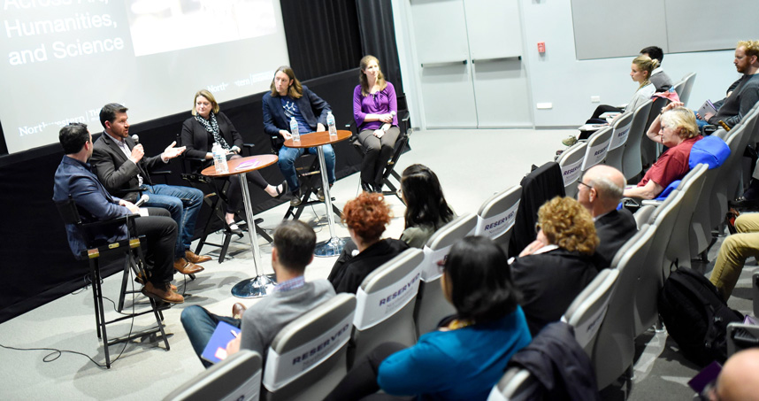 Josh Leonard answers a question from the audience during “Exploring Ethics: Across Art, Humanities, and Science."