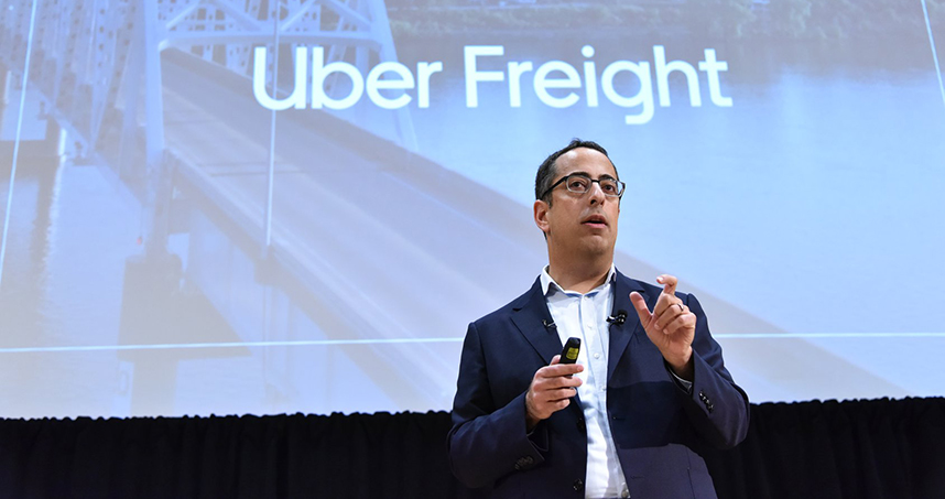 Lior Ron discussed how shippers and carriers are connected through Uber Freight. Credit: Genie Lemieux