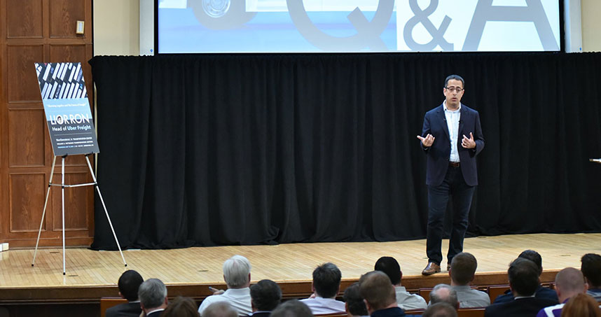 Lior Ron answered questions from a full audience after his talk at Lutkin Hall. Credit: Genie Lemieux