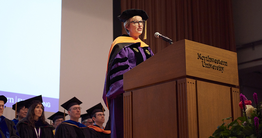 Carolyn Duran (PhD '98), a vice president at Intel Corporation, addressed PhD students. Credit: Joel Wintermantle