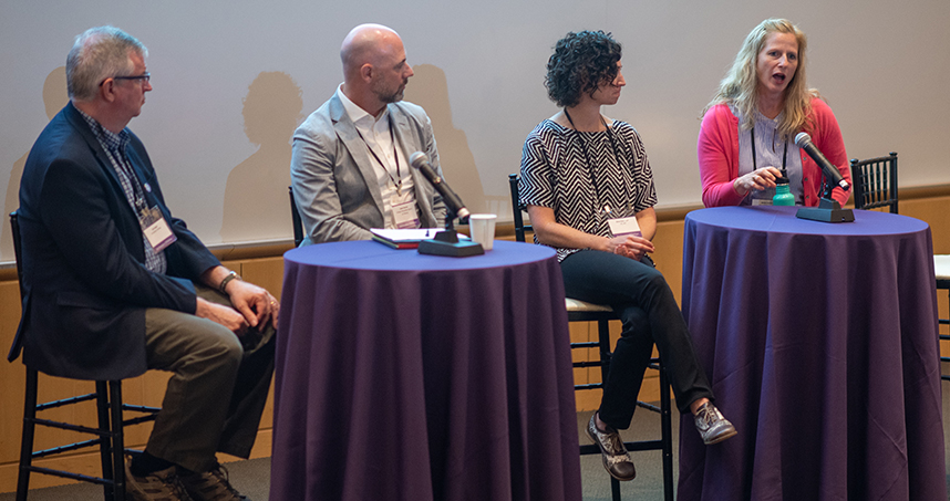 Sarah Coulter from Calumet Collaborative and panelists discussed natural and climate disruptions. Credit: Rob Hart