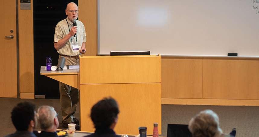 Bill Miller, CESR director, discussed how disruptions will transform urban systems. Credit: Rob Hart