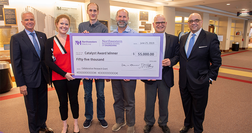 L-R: Dean Harrison, S. Kathleen Bandt, Pierre Besson, Todd Parrish, Aggelos K. Katsaggelos and Dean Julio Ottino.