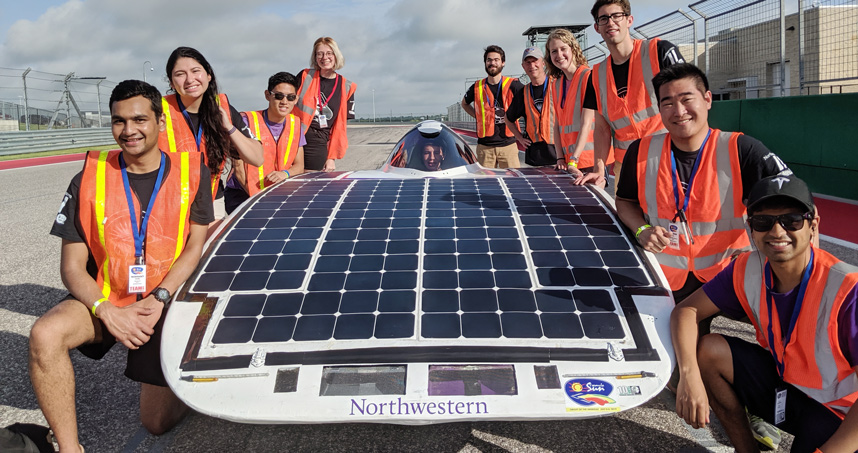 Members of the NUSolar team at the annual Formula Sun Grand Prix.