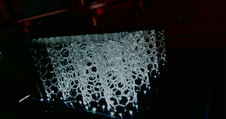 HARP prints vertically, using projected UV light to cure liquid resins into hardened plastic.