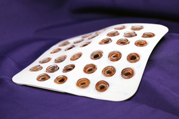 A glimpse inside of the epidermal VR patch, which holds 32 actuators, embedded in soft, flexible silicone. Credit: Northwestern University