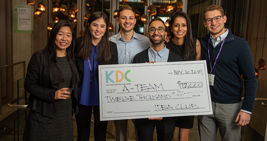 MMM students on the A-Team took first place in the 2019 Kellogg Design Challenge on Nov. 16. Credit: Rob Hart