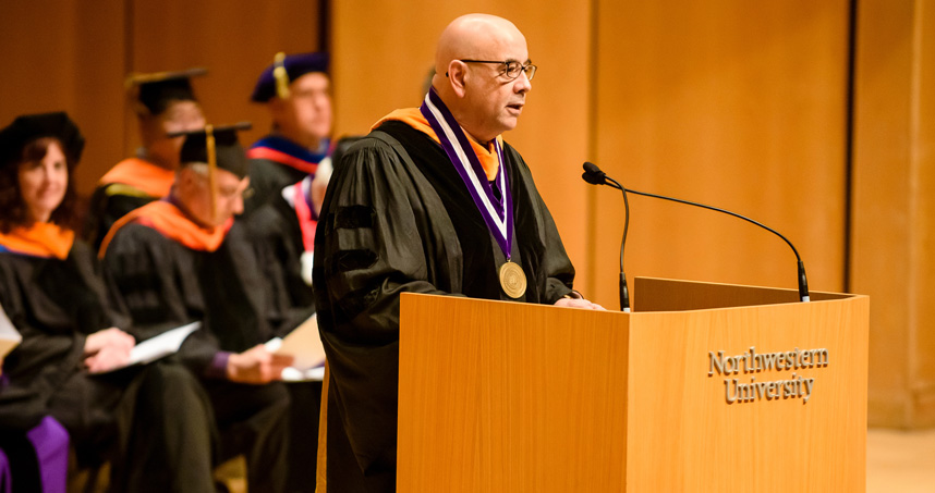 Dean Julio M. Ottino addresses graduates.