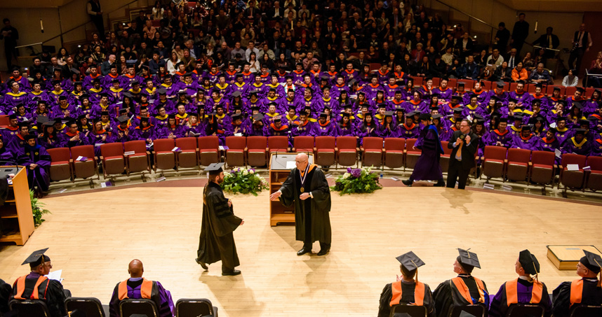 The ceremony was held in Pick-Staiger Concert Hall.