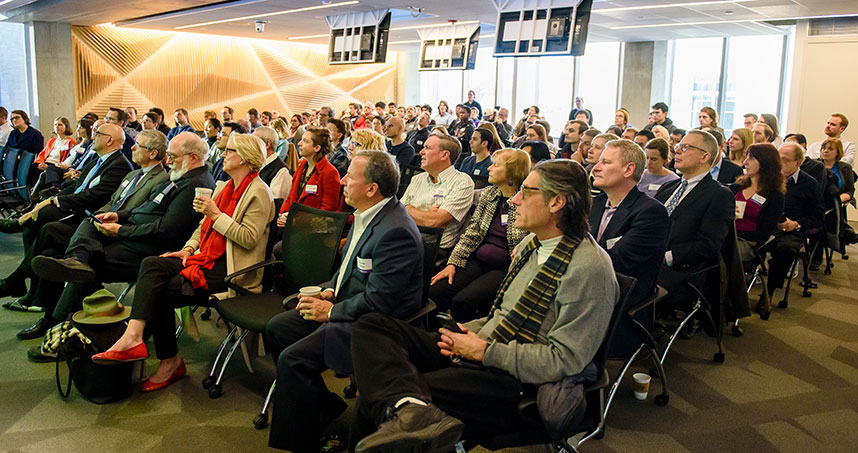 More than 100 people attended the robotics launch event in the Ford Design Center's new Hive Studio. 