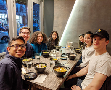 Members of Northwestern ASME bond at a local restaurant.