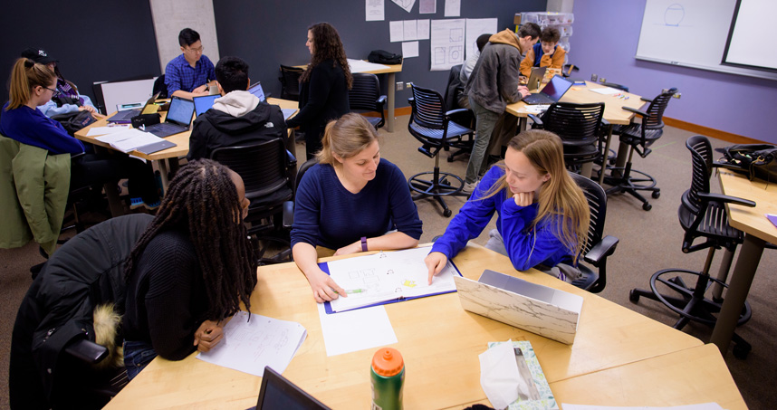 Students and faculty in a DTC classroom in January 2019.