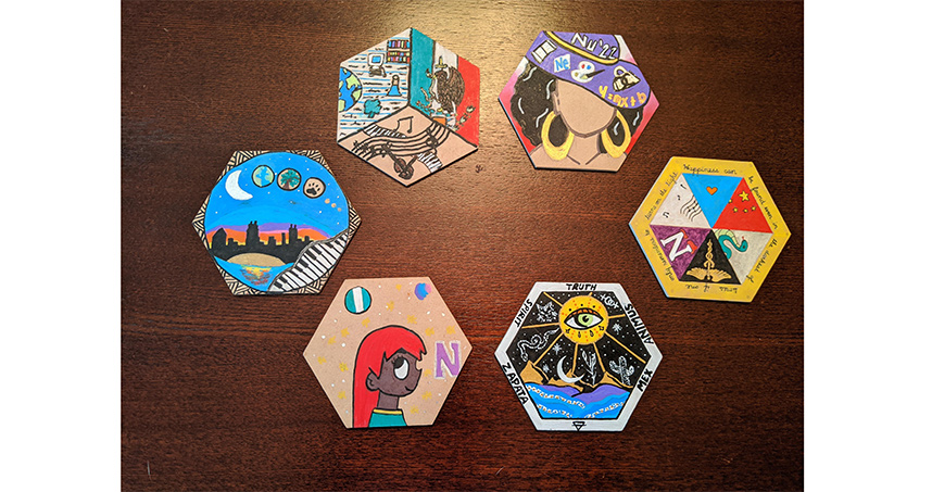 These tiles were part of one of the class' projects to celebrate each participants' uniqueness.