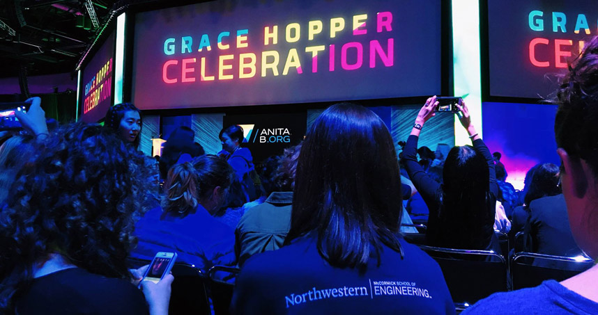 Women in Computing members attended Grace Hopper Celebration in person in previous years.