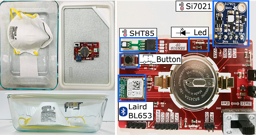 The VeriMask sensor node. Image: Northwestern University/University of Michigan