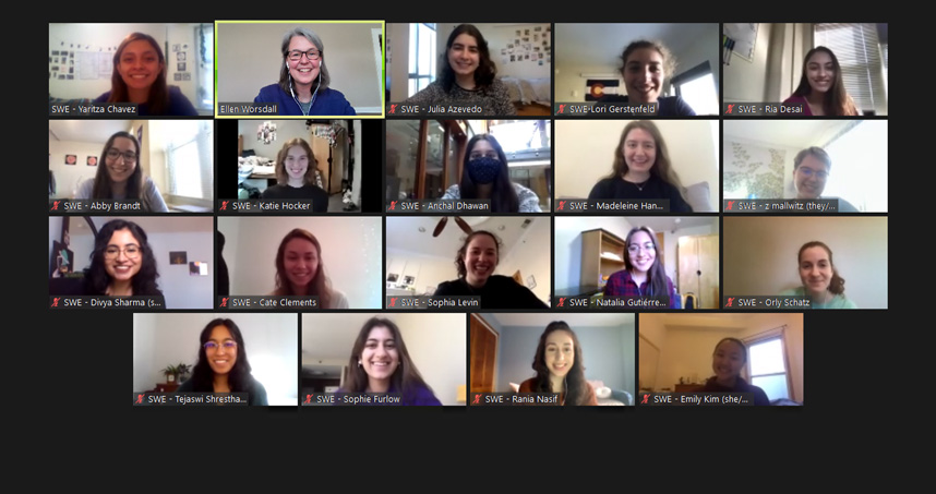 Assistant Dean Ellen Worsdall and Northwestern SWE members hosted 111 girls for the virtual Career Day for Girls.