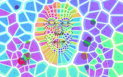 Another of Compton's masks, inspired by Voronoi diagrams.