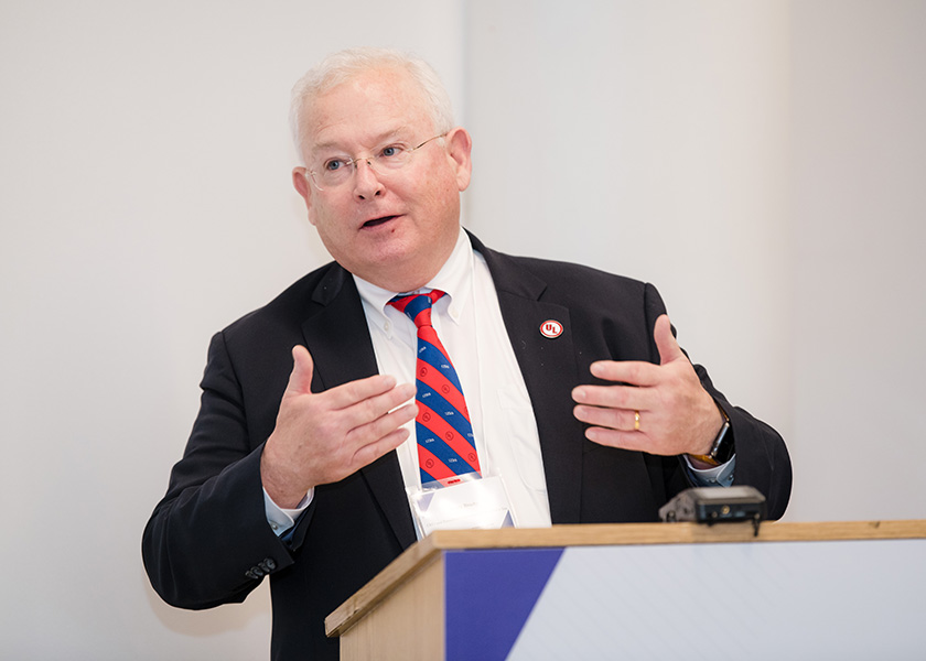 Terrence R. Brady speaking at CASMI ribbon cutting event.