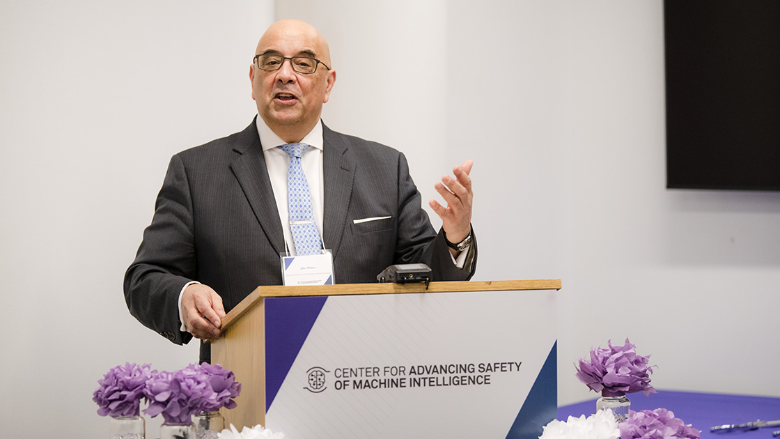 Northwestern Engineering Dean Julio M. Ottino speaks during CASMI ribbon cutting event.