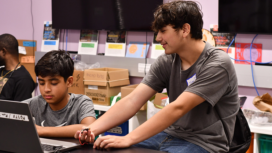 SportSense students experimenting with micro:bit device