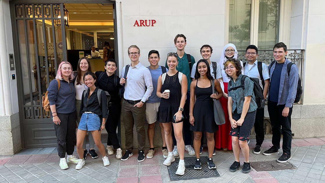 The students pose in front of Arup