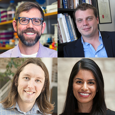 Clockwise from top left: Michael Jewett, Nathan Gianneschi, Neha Kamat, Julius Lucks