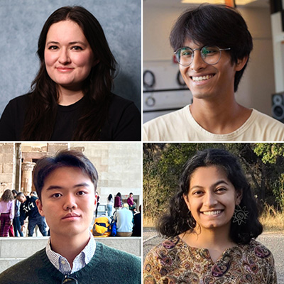 (top l to r): Willa Barnett and Hugo Flores García; (bottom l to r) Kyle Jung and Prachi Patil