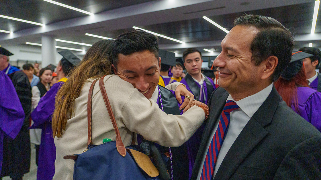Congratulating a student