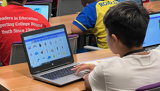 Students learned about game design fundamentals including narrative elements, artwork, and game mechanics and coded prototypes using OpenAI’s ChatGPT and the Scratch platform.