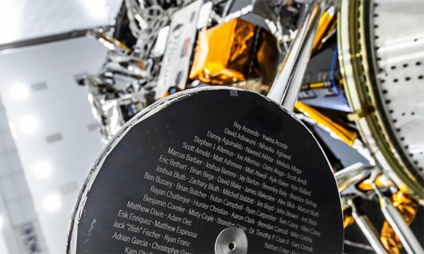 Coveler's name is inscribed on the foot of one of the landing legs. Photo courtesy of SpaceX