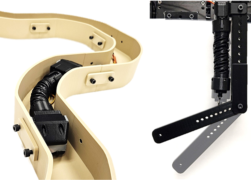 This image shows the crawling robot and artificial muscle together.