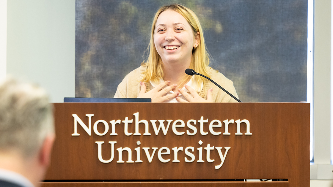 Computer science PhD student Natalia Denisenko presented her work on generative phishing models.