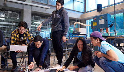 Students working on a design project