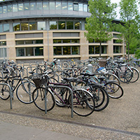Lot of bikes parked on racks