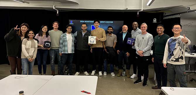 MLDS program students at a Hackathon with Northwestern's men's soccer team