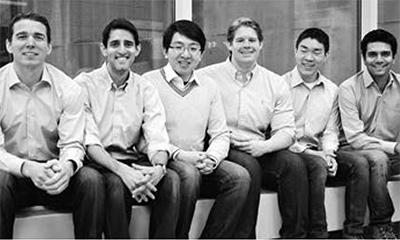 The Alumni: Cary Hayner (PhD chemical and biological engineering '17), co-founder and chief technology officer; Joshua Lau (materials science and engineering '12), vice president for product develpment; Samir Mayekar (BA '06, KSM MBA '13), co-founder and chief executive officer; Nishit Mehta (KSM MBA '13), co-founder and former vice president of business development; Thomas Yu (materials science and engineering '11, graduate student in materials science and engineering), co-founder; Guy Peterson (MBA, MEM '13), co-founder and former vice-president of business development.