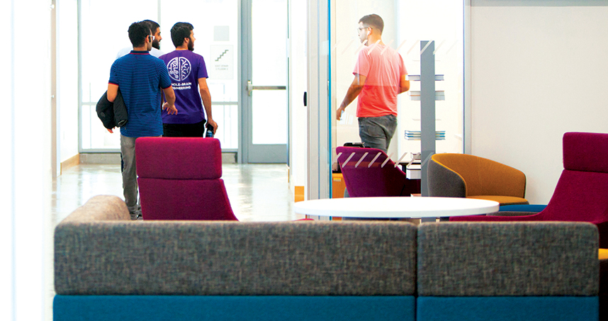 Public Square is a common area for faculty, students, and visitors to relax and meet.