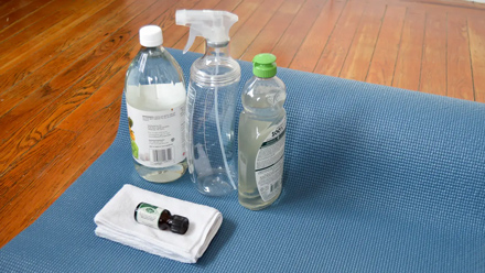 Cleaning solutions on a yoga mat
