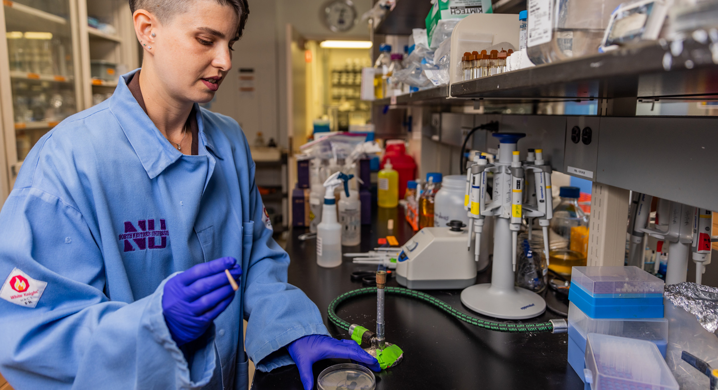 Erica Hartmann working in her lab