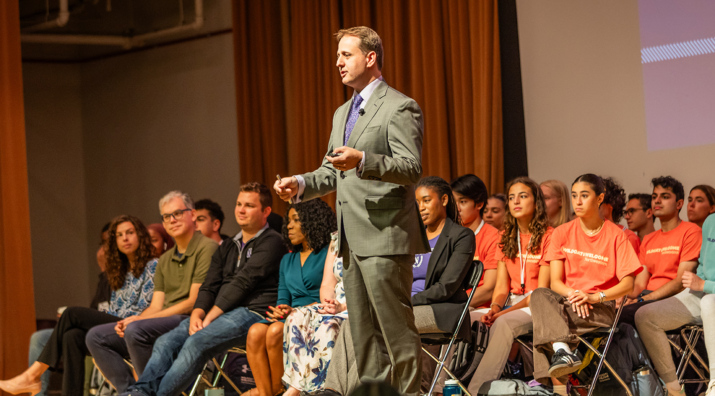 Dean Schuh speaking to a crowd