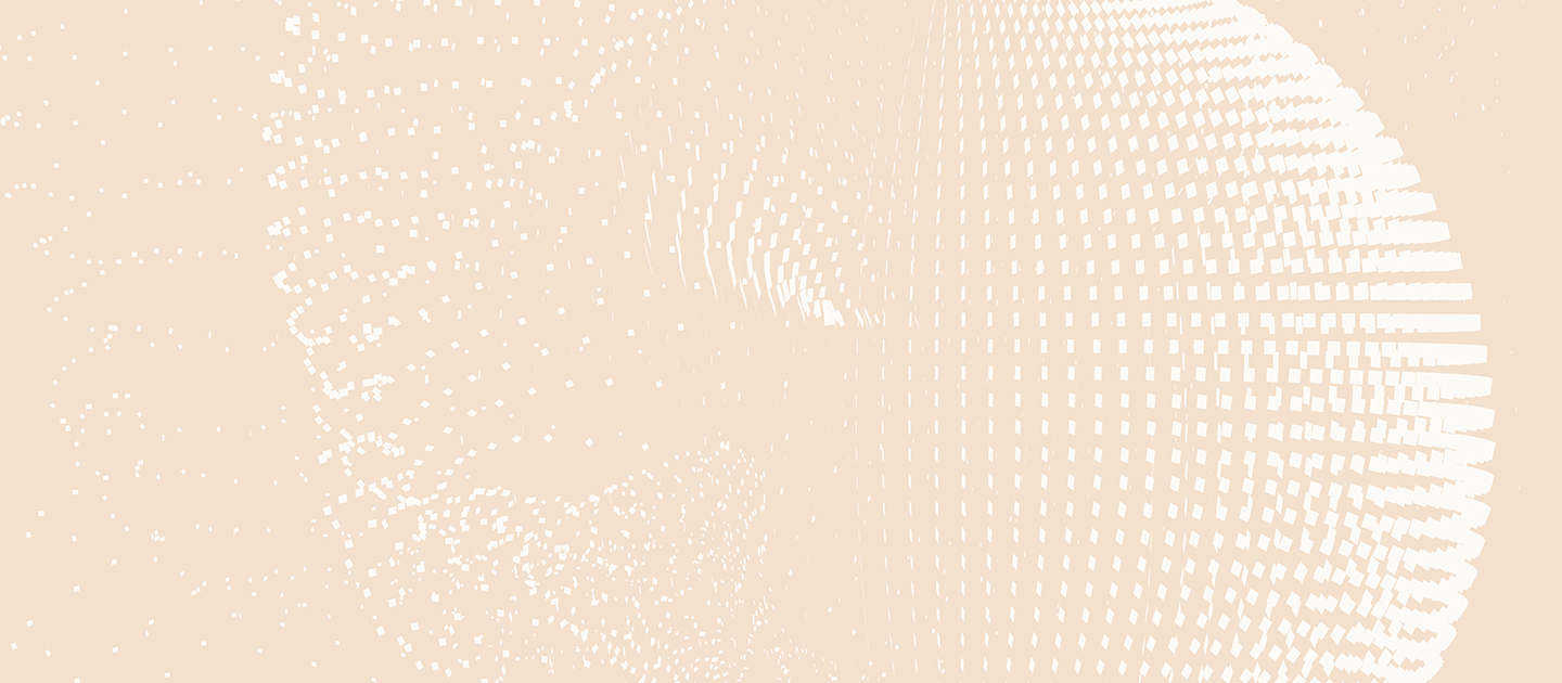 graphic of sphere made up of small white pixels