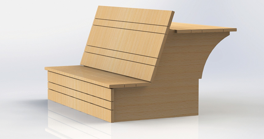 Bable is a bench/table hybrid that allows students work outside along the beautiful lakefront.