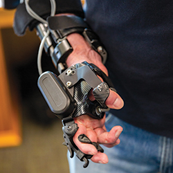 MyoPro uses noninvasive sensors placed on the forearm and bicep work to detect the patients’ own neurological signals and sense their intent to move.
